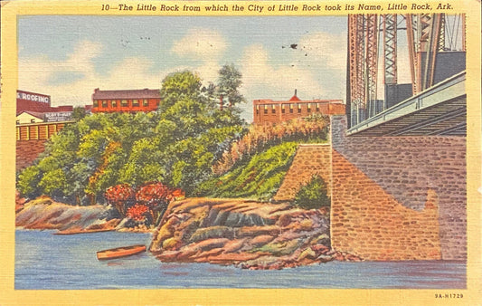 The Little Rock from which the City of Little Rock took its Name, Little Rock, Arkansas - 1939 Linen Postcard