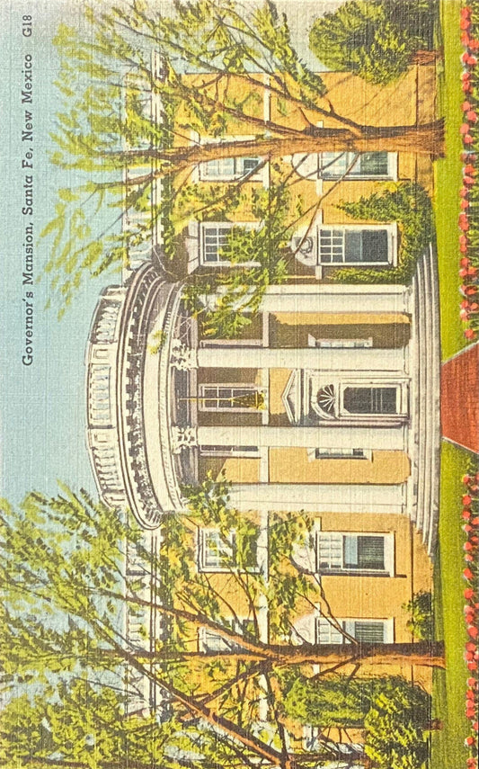 Governor's Mansion - Santa Fe, New Mexico - 1940s Linen Postcard