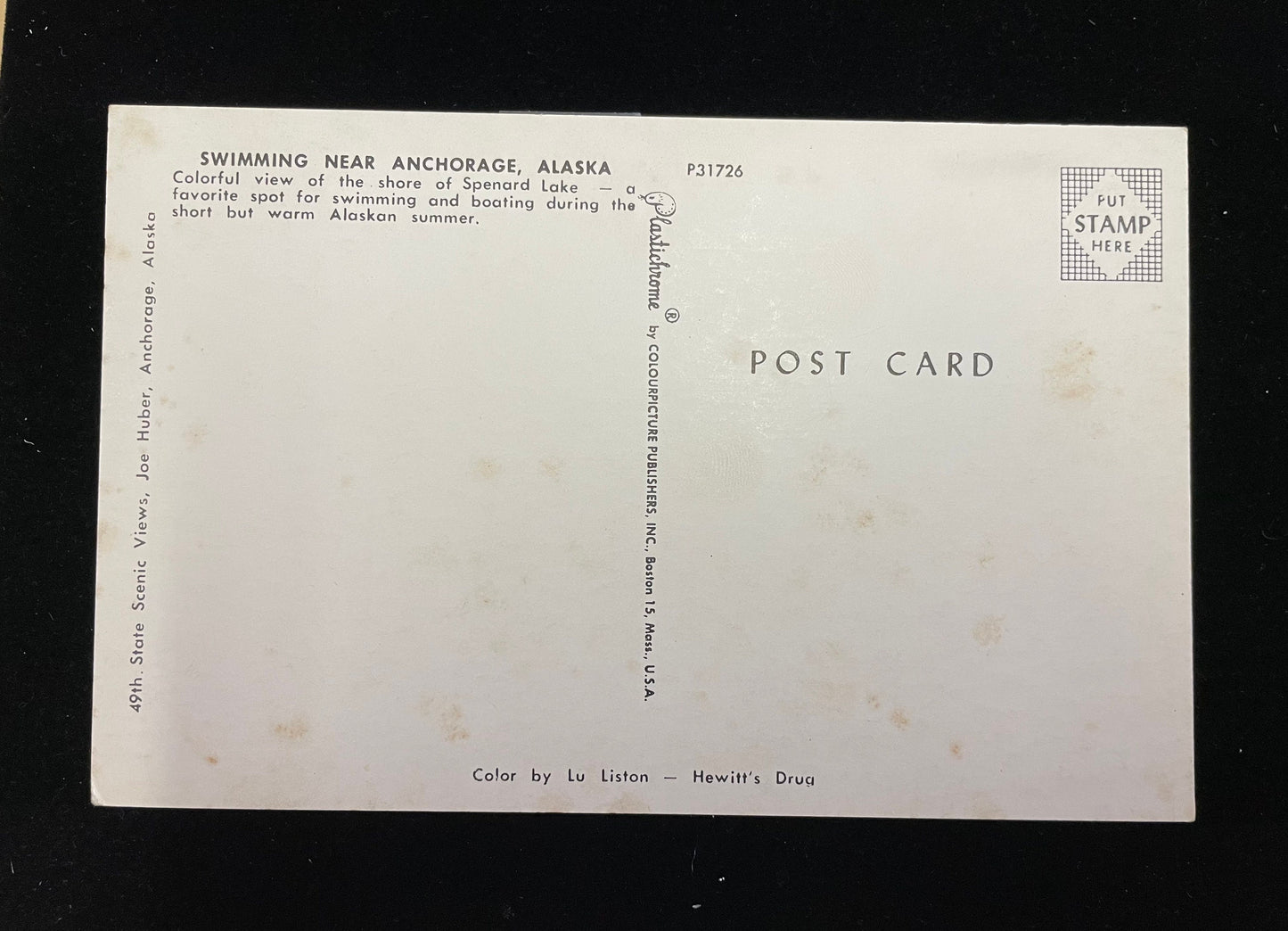 Swimming on Spenard Lake - Vintage 1950s Alaska Postcard