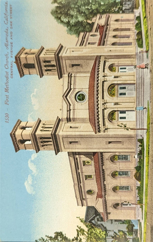 First Methodist Church - Alameda, California - Vintage Postcard