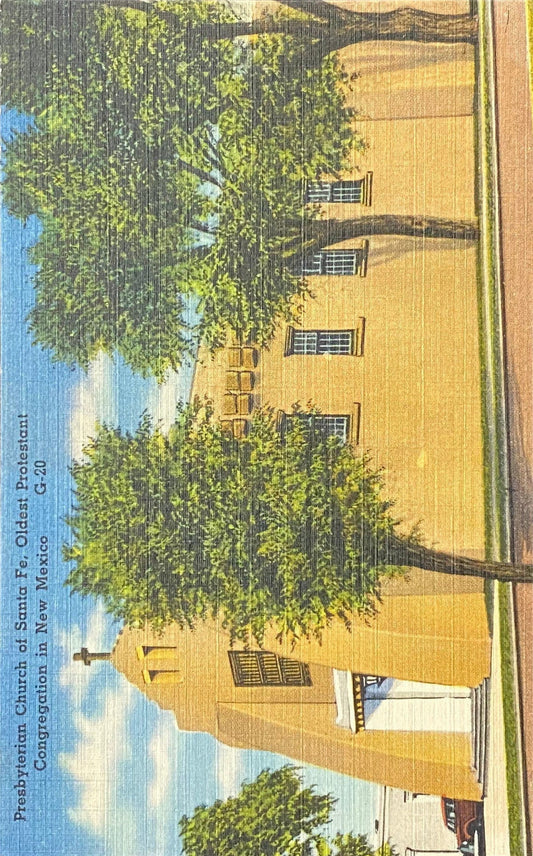 Presbyterian Church of Santa Fe, Oldest Protestant Congregation in New Mexico - 1940s Linen Postcard