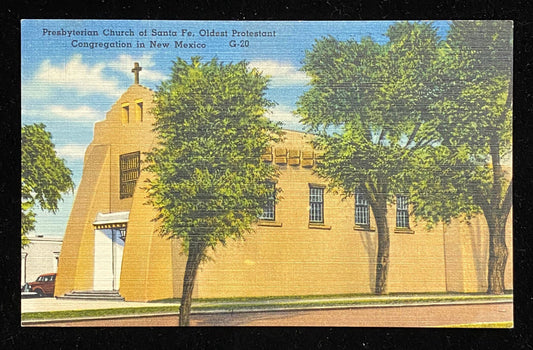 Presbyterian Church of Santa Fe, Oldest Protestant Congregation in New Mexico - 1940s Linen Postcard