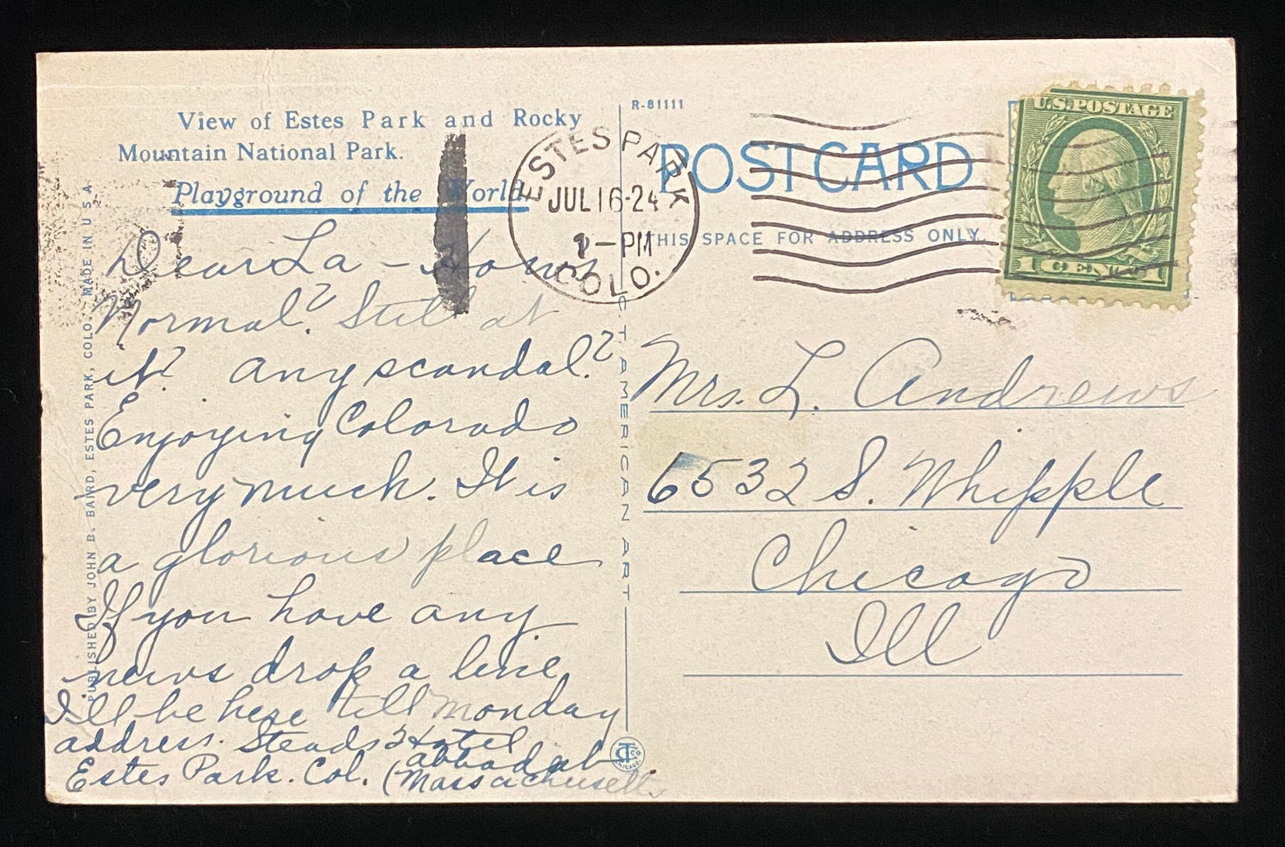 Longs Peak and Range - Estes Park, Colo. - Vintage Postcard