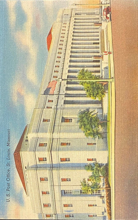 U.S. Post Office, St. Louis, Missouri - 1940s Linen Postcard