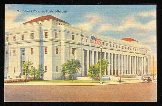U.S. Post Office, St. Louis, Missouri - 1940s Linen Postcard