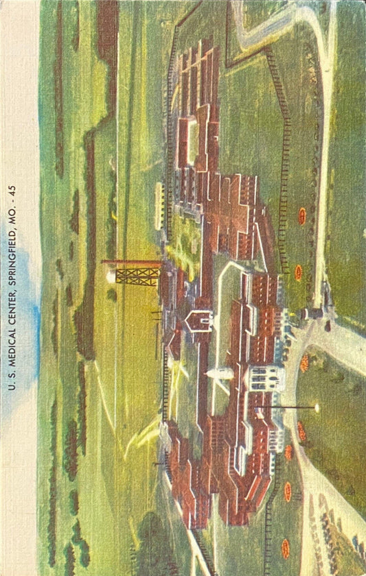 U.S. Medical Center, Springfield, Missouri - 1940s Linen Postcard