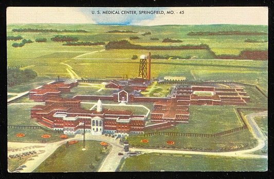 U.S. Medical Center, Springfield, Missouri - 1940s Linen Postcard