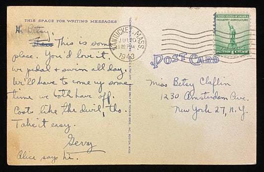 The Old Jail - Built 1711 - Nantucket, Massachusetts - 1940s Linen Postcard