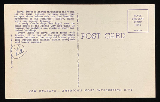 Royal Street - New Orleans, Louisiana - French Quarter - 1939 Linen Postcard