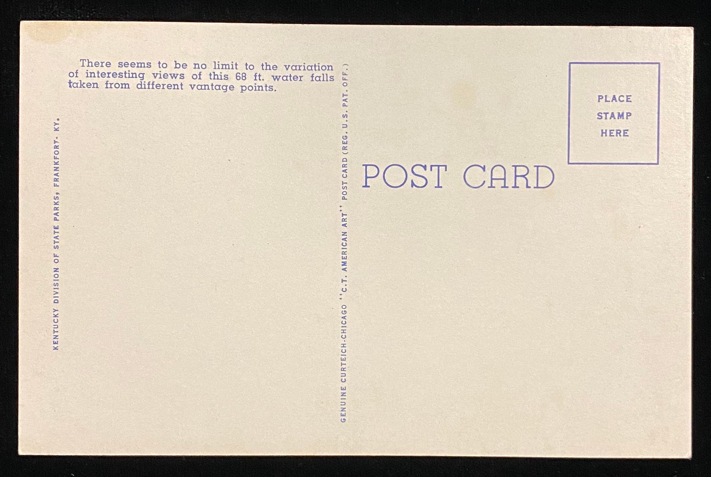 Cumberland Falls State Park - Kentucky - 1940s Linen Postcard
