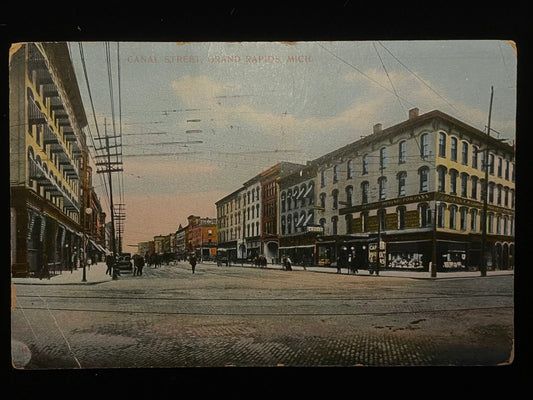 Canal Street - Grand Rapids, Michigan - 1910s Postcard