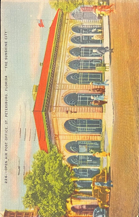 Open Air Post Office - St. Petersburg, Florida - 1940s Linen Postcard
