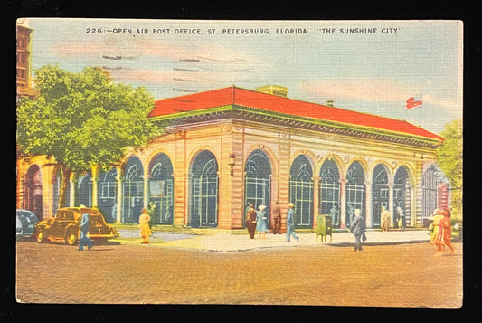 Open Air Post Office - St. Petersburg, Florida - 1940s Linen Postcard