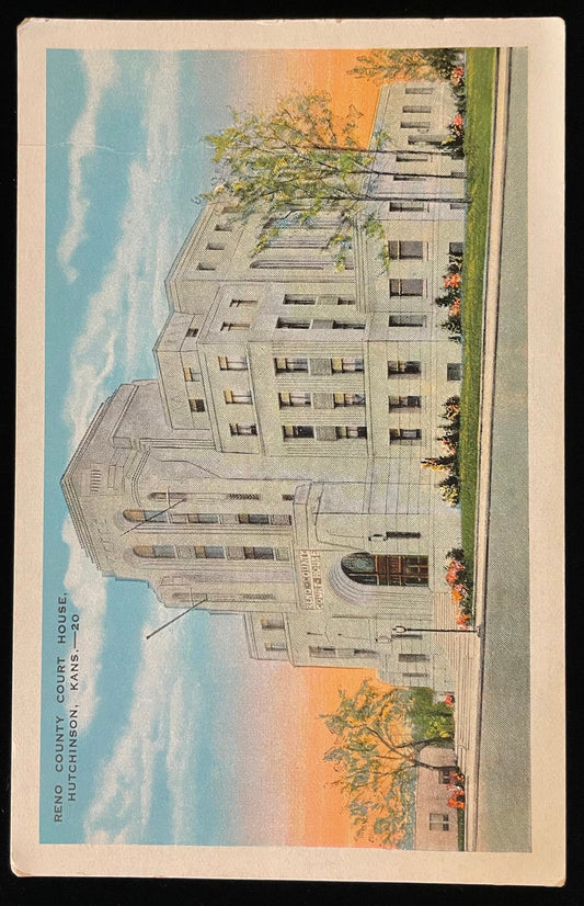 Reno County, Court House, Hutchinson, Kansas - Vintage Postcard