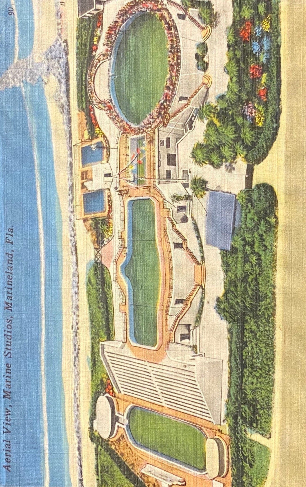 Aerial View - Marine Studios - Marineland, Florida - 1940s Postcard