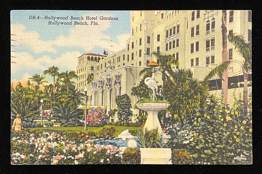 Hollywood Beach Hotel Gardens - Hollywood Beach, Florida - 1955 Postcard