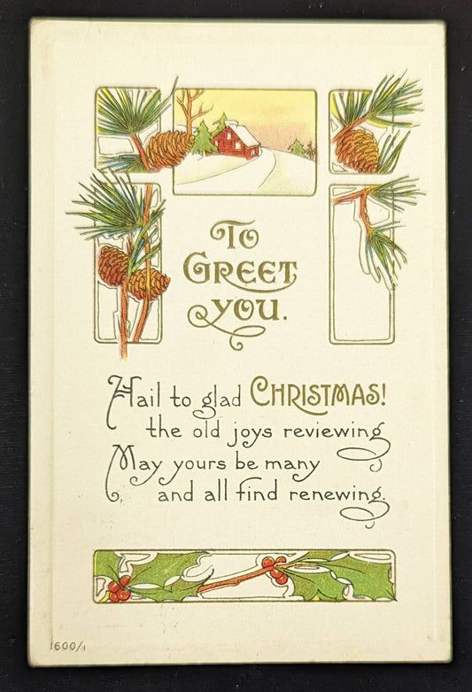 To Greet You - Vintage Christmas Embossed and Engraved Postcard