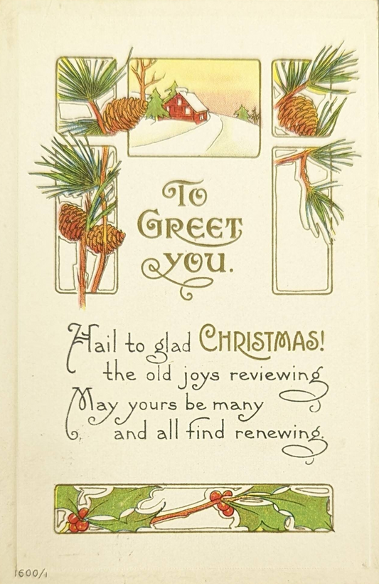To Greet You - Vintage Christmas Embossed and Engraved Postcard