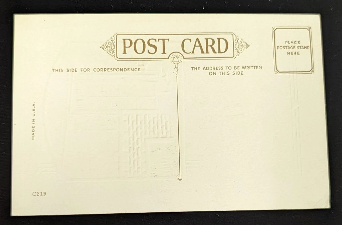 Art Deco Christmas Postcard- Vintage Embossed Interior Holiday Decor Postcard