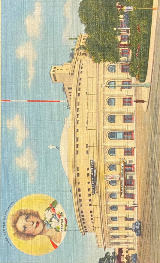 Angelus Temple - Los Angeles, California - 1940 Linen Postcard