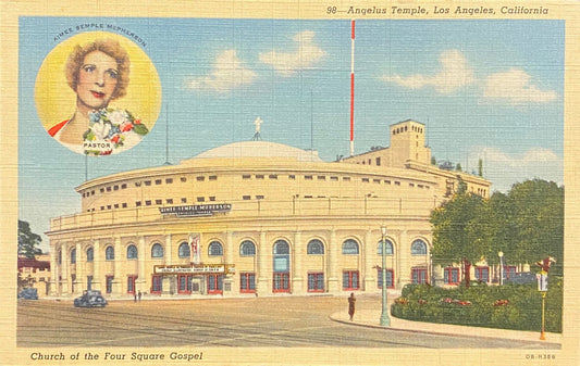 Angelus Temple - Los Angeles, California - 1940 Linen Postcard
