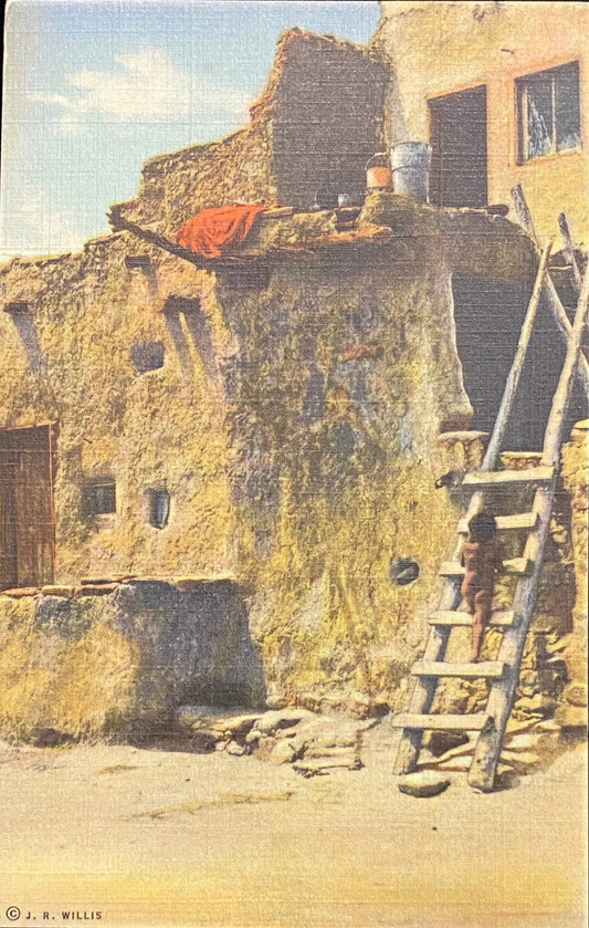 Taking the Elevator in Hopiland, Arizona - 1937 Linen Postcard