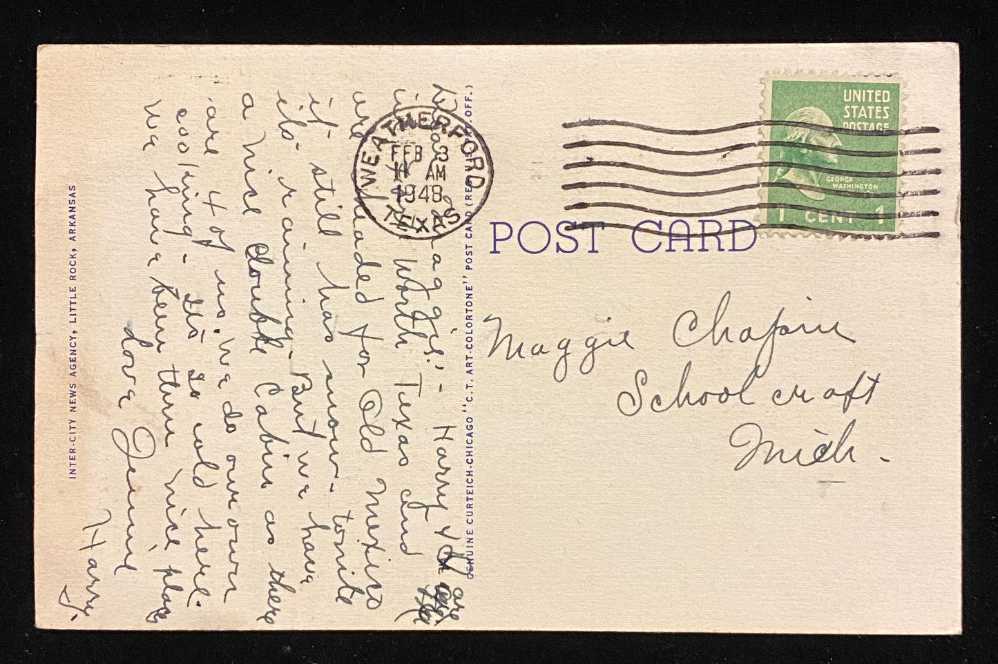 The Little Rock from which the City of Little Rock took its Name, Little Rock, Arkansas - 1939 Linen Postcard