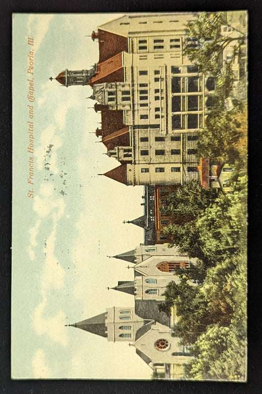 St. Francis Hospital and Chapel, Peoria, Illinois - Vintage Postcard