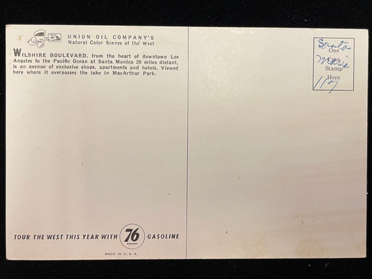 Wilshire Boulevard - From Heart of Los Angeles to the Pacific Ocean California - Vintage Postcard
