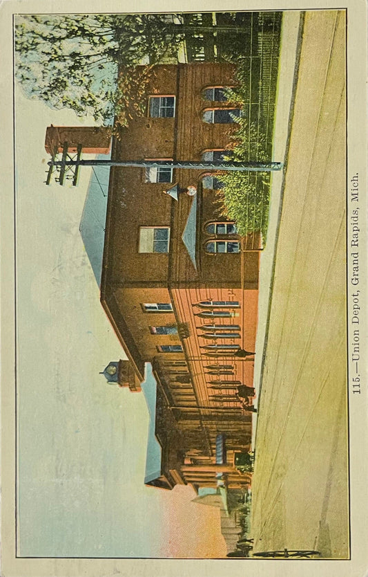 Union Depot - Grand Rapids, Michigan - 1908 Postcard
