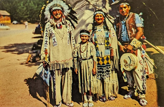Chief Running Horse and Family - San Francisco, California - Vintage Postcard