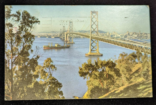 San Francisco-Oakland Bay Bridge, California - Vitnage Postcard