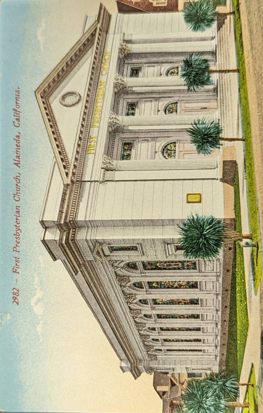 First Presbyterian Church - Alameda, California - Vintage Postcard