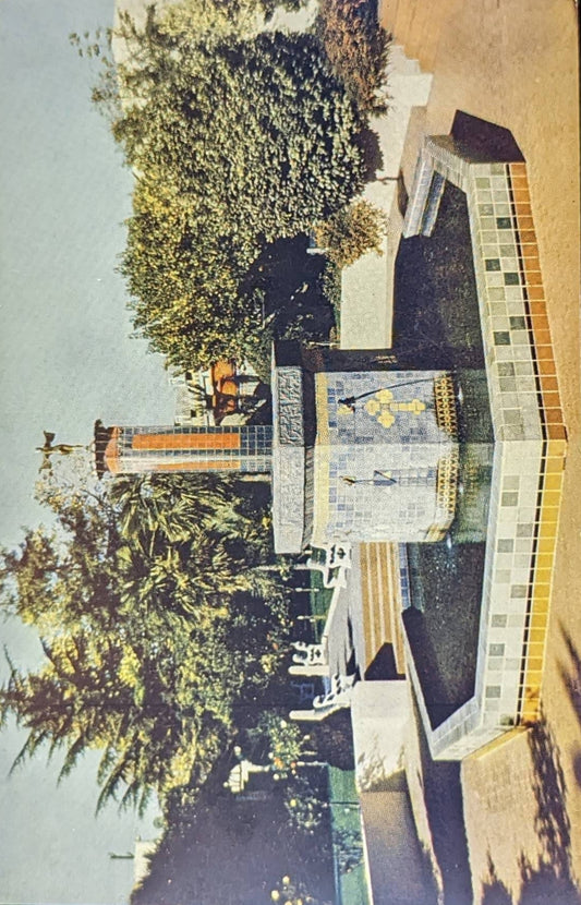 The Plaza and Fountain - Rosicrucian Park - San Jose, California - Vintage Postcard