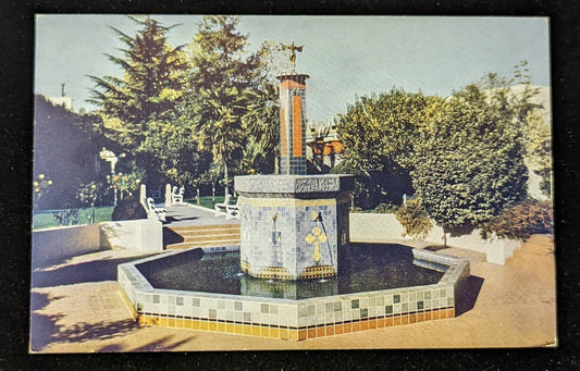 The Plaza and Fountain - Rosicrucian Park - San Jose, California - Vintage Postcard