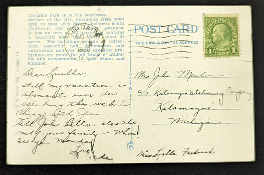 Pavilion, Douglas Park, Chicago, Illinois - Vintage Postcard