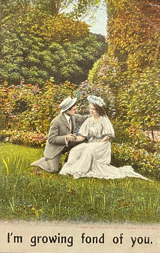 I'm Growing Fond of You - Romantic Vintage Postcard