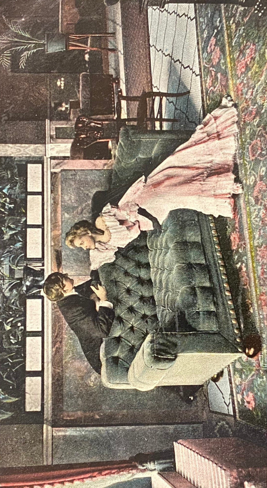 Hearts they did ache, All for her sake - Satirical Vintage Postcard