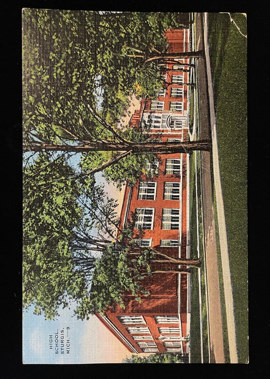 High School, Sturgis, Michigan - Vintage Postcard