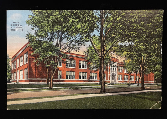 High School, Sturgis, Michigan - Vintage Postcard