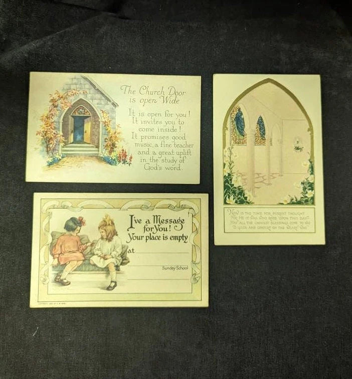 Set of 3 Religious Vintage Postcards