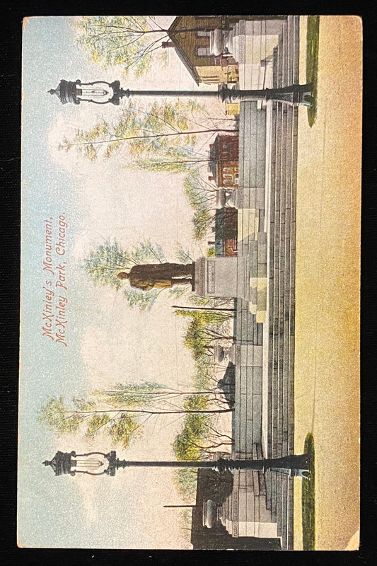 McKinley's Monument, McKinley Park, Chicago - Vintage Postcard