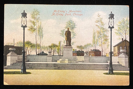 McKinley's Monument, McKinley Park, Chicago - Vintage Postcard