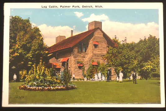 Log Cabin - Palmer Park - Detroit, Michigan - Vintage Postcard