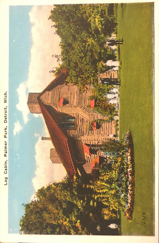 Log Cabin - Palmer Park - Detroit, Michigan - Vintage Postcard