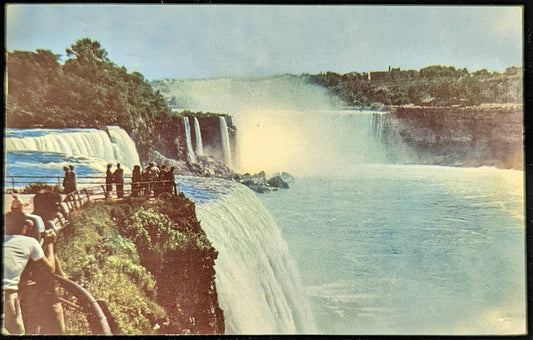 Prospect Point, Niagara Falls, New York - 1938 John Adams Red 2 Cent Stamp, Bell & Howell Adver. Vintage Postcard