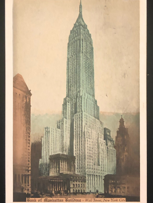 Bank of Manhattan Building- Wall Street, New York City Vintage Postcard