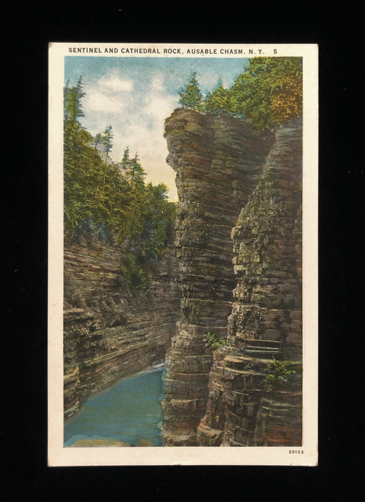 Sentinel and Cathedral Rock, Ausable Chasm, N.Y. 5 Vintage Postcard