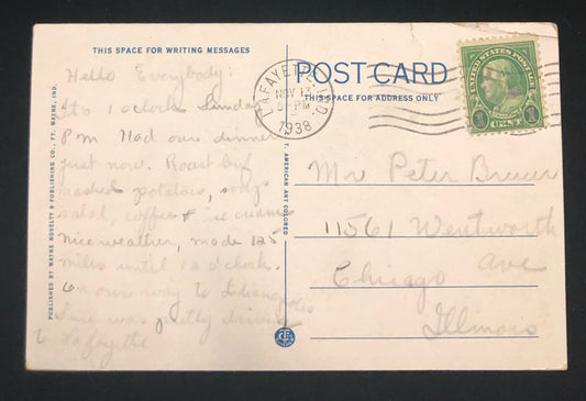 Home Economics Building, Purdue University, Lafayette, Indiana - Vintage Postcard