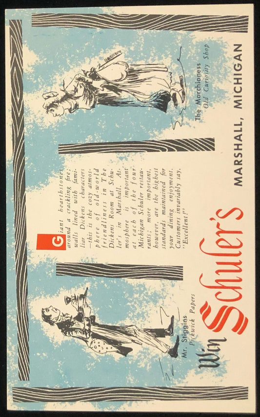 Win Schuler's Marshall, Michigan Collectable Advertising - Vintage Postcard
